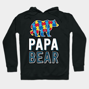 Papa Bear World Autism Awareness Day Family Puzzle Piece Hoodie